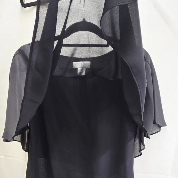 EUC DRAPER'S & DAMON'S BLACK SHEER OVERLAY TANK/TUNIC POLY ASYMMETRICAL HEM 10P - Picture 6 of 9